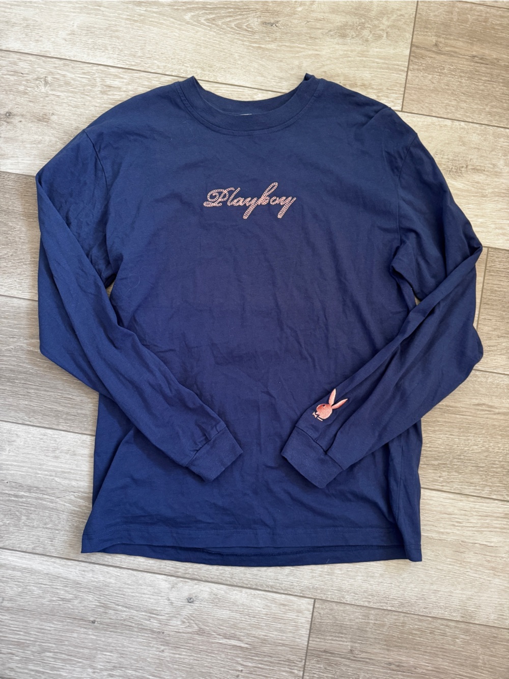 PacSun Navy Long-Sleeve Tee with Pink Logo